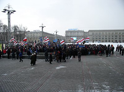 Miasteczko namiotowe w Mińsku podczas wyborów prezydenckich w 2006