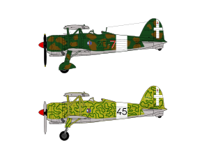 Επάνω: Fiat CR.42 (20ª Squadriglia, 46º Gruppo, 15º Stormo Assalto), με βάση το El Adem το 1942. Κάτω: Fiat CR.42 του σχολείου εκπαίδευσης μαχητικών της Regia Aeronautica, Ραβέννα, 1942.