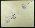 A 1921 cover posted with Hejaz Railway revenues of 1918 issue surcharged as postage stamps. Back of the cover to show postmarks.