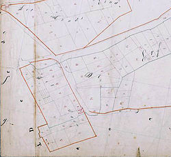 Het Sas op een kadasterkaart uit 1827. (Kadasterkaart, minuutplan, gemeente Alphen en Riel)