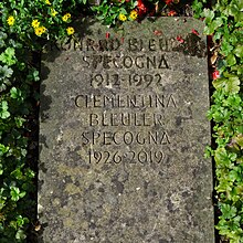 Konrad Bleuler (1912–1992) Physiker, Kernphysiker. Grab, Friedhof Enzenbühl in Zürich.