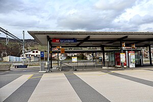 Station entrance with station sign