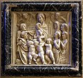 Michelozzo und Werkstatt, Relief vom Grabmal des Bartolomeo Aragazzi mit der Madonna, die den Verstorbenen segnet, Marmor, um 1435, Dom, Montepulciano