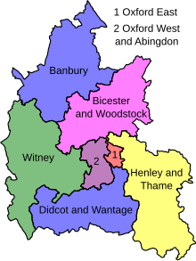 Map of parliamentary constituencies in Oxfordshire from 2024