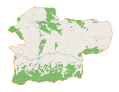 Mapa konturowa gminy Ryglice, po lewej znajduje się punkt z opisem „Bistuszowa”