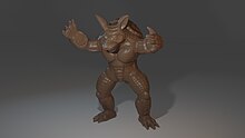 3D model of an armadillo action figure