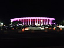 An image of The Forum at night time.