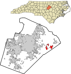 Location in Wake County and the state of North Carolina.