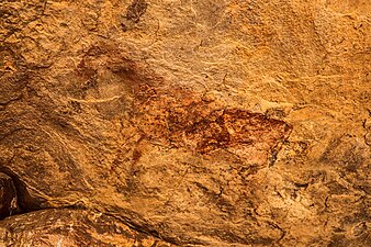 Rock painting of a bovine