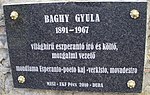 Baghy Gyula-emléktábla – Pécs, Eszperantó Park