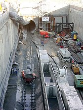 Configuration of site reflects support for tunnelling operation underway under False Creek Inlet on October 5, 2006