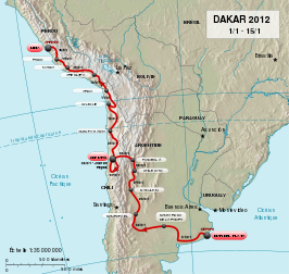 Route van de Dakar Rally 2012