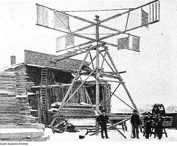 Windmotor als Antrieb für eine Sägemühle (Leipzig, 1907)