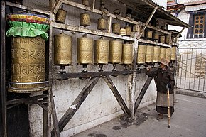 Prayer wheels in Barkhor, Lhasa