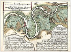 Kühkopf und Knoblochsaue auf einer Karte von 1738