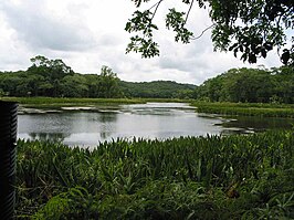 Zicht op Lake Ngardok