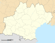 Mapa konturowa Oksytanii, po lewej znajduje się punkt z opisem „Beaumont-de-Lomagne”