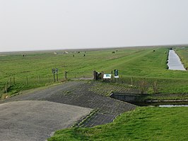 Toegang tot het deelgebied Noarderleech even ten noorden van Nieuwebildtzijl