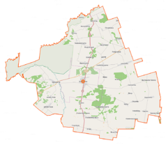 Mapa konturowa gminy Suchowola, na dole po prawej znajduje się punkt z opisem „Parafia pw.Przemienienia Pańskiegow Hołodolinie”