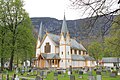 Hauge kirke ligger på Lærdalsøyri. Foto: C. Hill, 2012