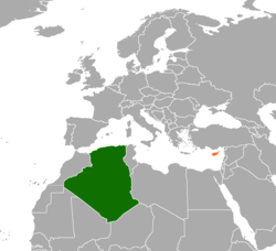 Map indicating locations of Algeria and Cyprus