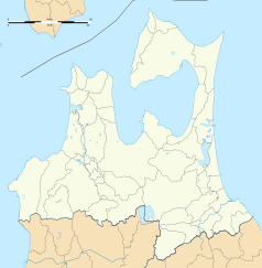 Mapa konturowa Aomori, na dole nieco na prawo znajduje się punkt z opisem „Takko”