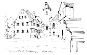 Lateinschule in Kirchheim unter Teck und Geburtshaus von Max Eyth, Zeichnung von Max Eyth, 1906 (→ Foto)