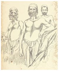 Murdan Khan und Gefährten aus Lucknow in Ketten (um 1840)