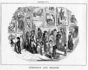 The first cartoon "Substance and Shadow"(1843) by John Leech