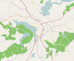 Mapa konturowa Szczecinka, w centrum znajduje się punkt z opisem „Telewizyjna Stacja Retransmisyjna Winniczna”