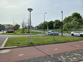 Kromwijkdreef vanaf Karspeldreef, beide afgegraven (april 2024)