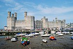 Caernarfon Castle seen across the River Seiont