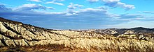 Foto dei calanchi del Monte Ascensione con terreni molto argillosi e un alto grado di erosione