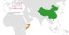 Location map for China and Somalia.