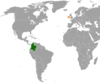 Location map for Colombia and Ireland.