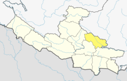 Location of Gulmi (dark yellow) in Lumbini Province