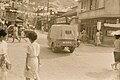 Ishinomaki Station front street, direction of Mount Wani (Mount Haguro) entrance, circa 1955 (石巻駅前から鰐山 (羽黒山) 入り口、昭和30年代) by Yasuhiko Ito.jpg