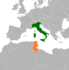 Location map for Italy and Tunisia.