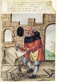 A stone cutter and his tools, Nuremberg (1585)