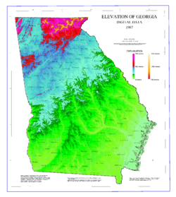 Map of Georgia elevations