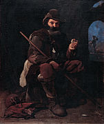 Old Pilgrim, oil painting by the Dutchman Michael Sweerts. On the floor, to the left, a shepherd's gourd (circa 1690).