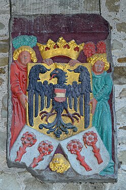 Das Wappen der Herrschaft Rapperswil im Innenhof des Schlosses