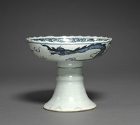Vietnamese blue and white stem cup, Trần dynasty period, 14th century. Cleveland Museum of Art.