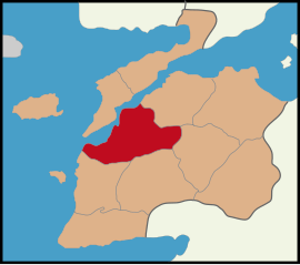 Map showing Çanakkale District in Çanakkale Province