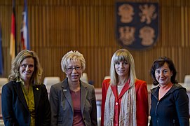 Presidentskapet fra 2011: Visepresident Silke Gajek (Bündnis 90/Die Grünen), landdagspresident Sylvia Bretschneider (SPD), visepresident Beate Schlupp (CDU), visepresident Regine Lück (Die Linke)