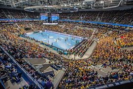 Die ausverkaufte SAP Arena bei einem Handballspiel