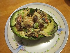 A stuffed avocado