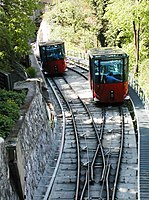 Obere Abtsche Weiche in der Ausweichstelle der Schloßbergbahn (Graz) (Österreich)