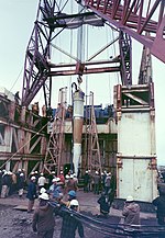 Cannikin warhead being lowered into test shaft