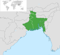 Map of the Bengal region: West Bengal and Bangladesh